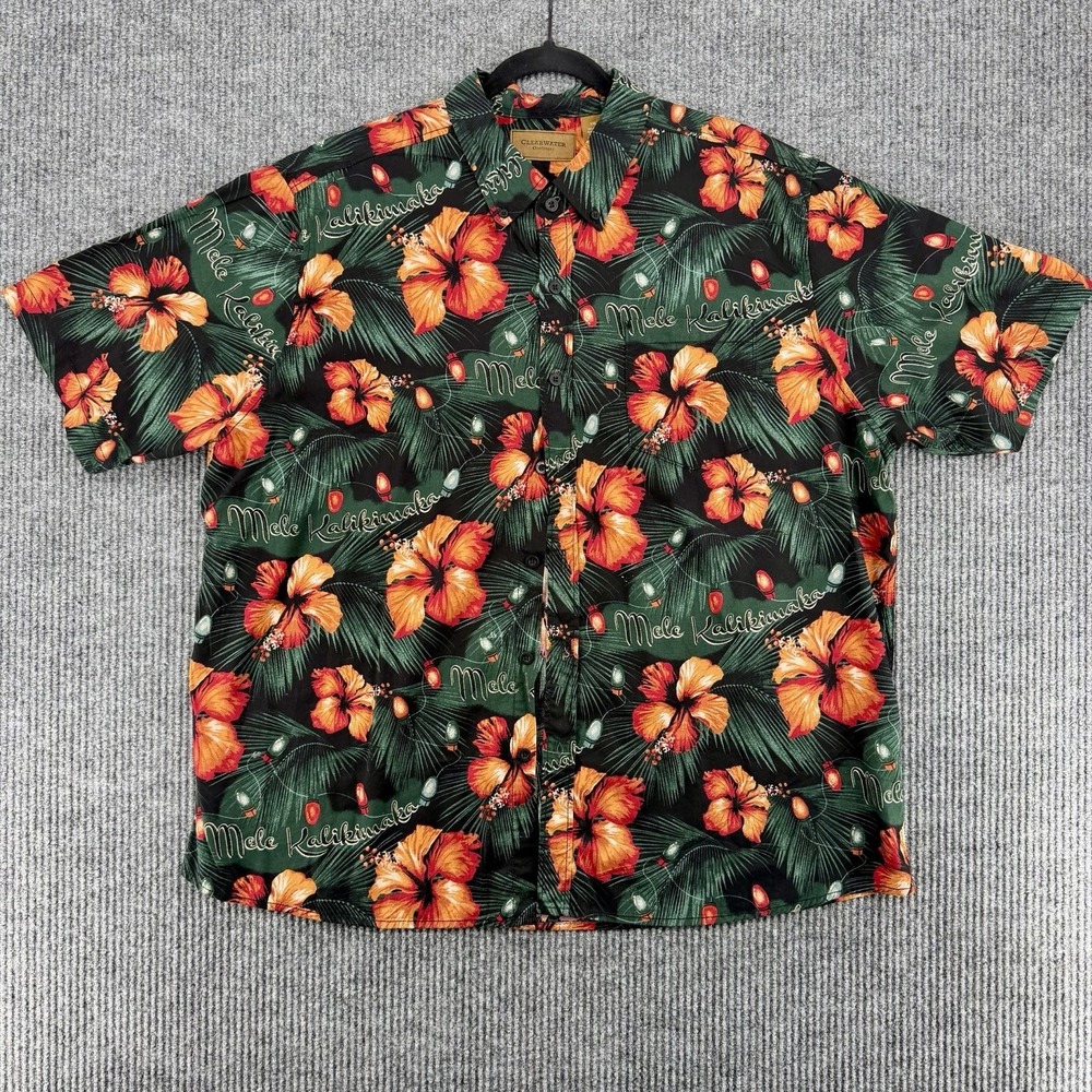 Hawaiian Christmas Shirt Mens XXL Mele Kalikimaka Aloha Holiday Floral - Picture 1 of 9